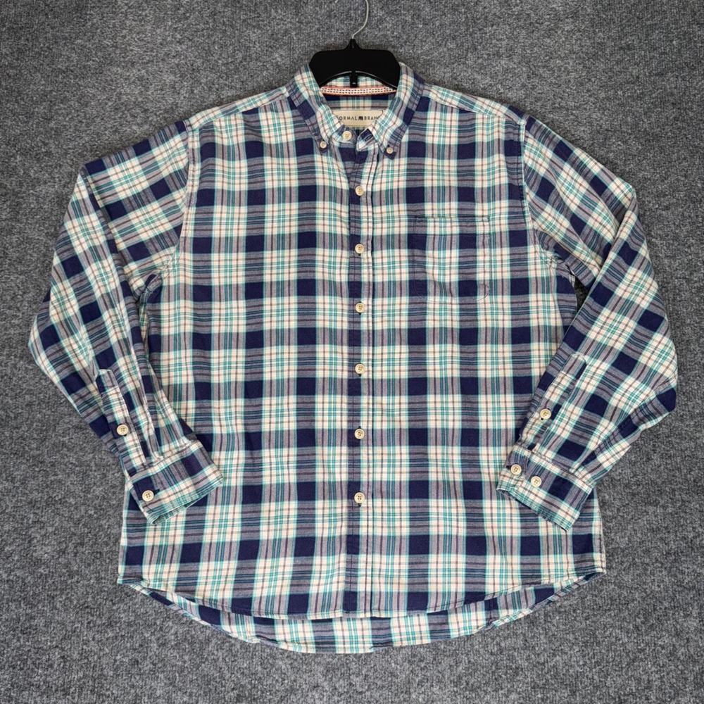 The‎ Normal Brand Flannel Shirt Plaid Button Down Long Sleeve Cotton Mens Large